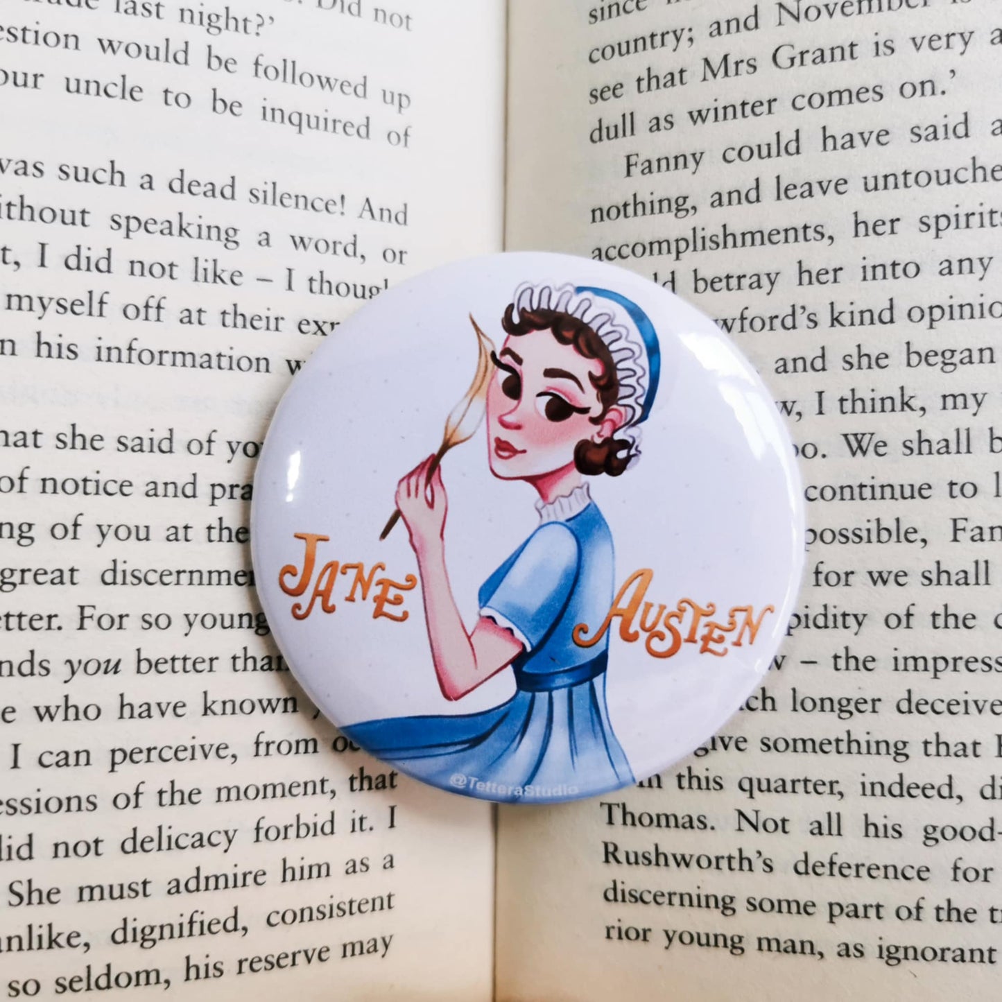 Botón Jane Austen – Ilustración Literaria | Ideal para Fans de los Clásicos