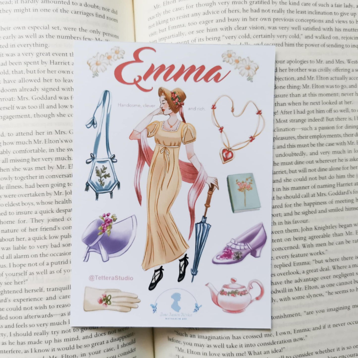 Postal Ilustrada – Emma de Jane Austen | Moda y Literatura en una sola pieza