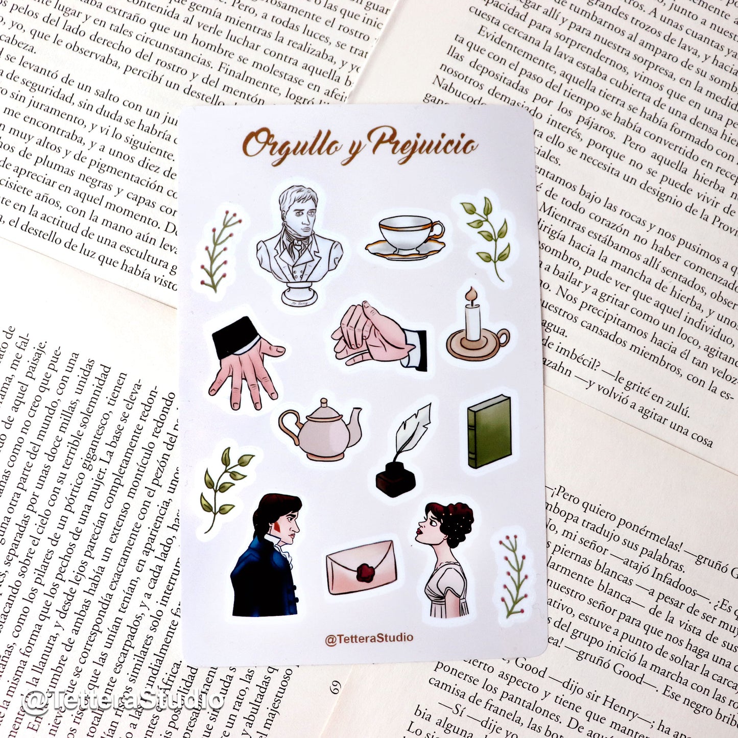 Planilla de Stickers Orgullo y Prejuicio – Romance, época y elegancia - TetteraStudio