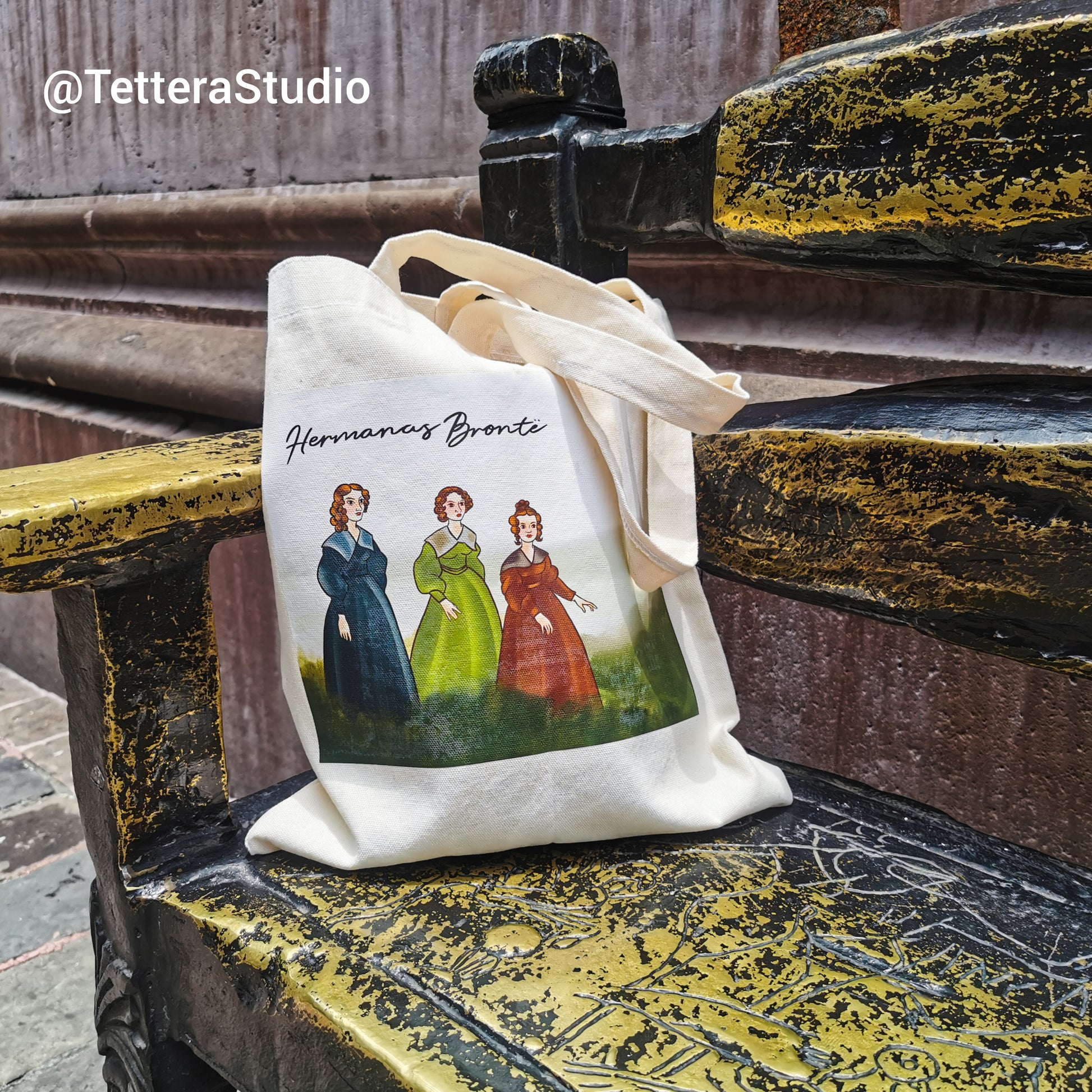 Tote Bag con Ilustraciones de las Hermanas Brontë – Elegancia Literaria para Llevar - TetteraStudio