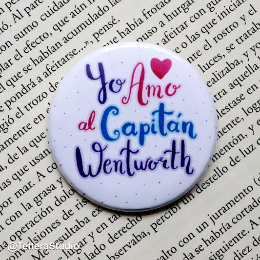 ✨ Botón Literario – "Yo amo al Capitán Wentworth" | Inspirado en Persuasión de Jane Austen 📖💙