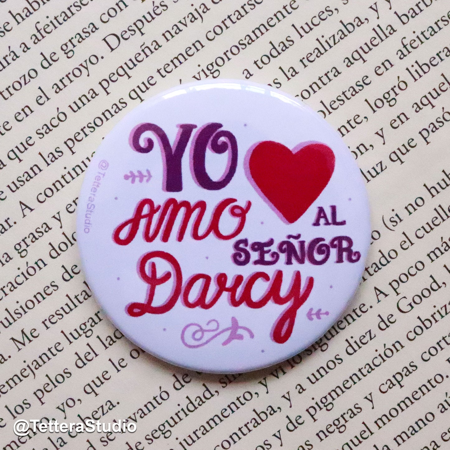 💖 Botón/Pin Literario – "Yo amo al señor Darcy" | Orgullo y Prejuicio para Llevar 📚
