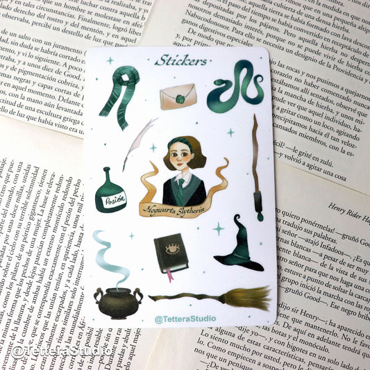 🐍✨ Planilla de Stickers Slytherin – Orgullo, Ambición y Magia Oscura