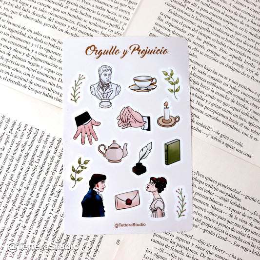 💌 Planilla de Stickers Orgullo y Prejuicio – Romance, época y elegancia