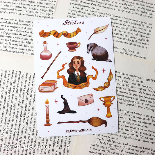 🦡✨ Planilla de Stickers – Hufflepuff | Magia, Lealtad y Ternura 🎓📚