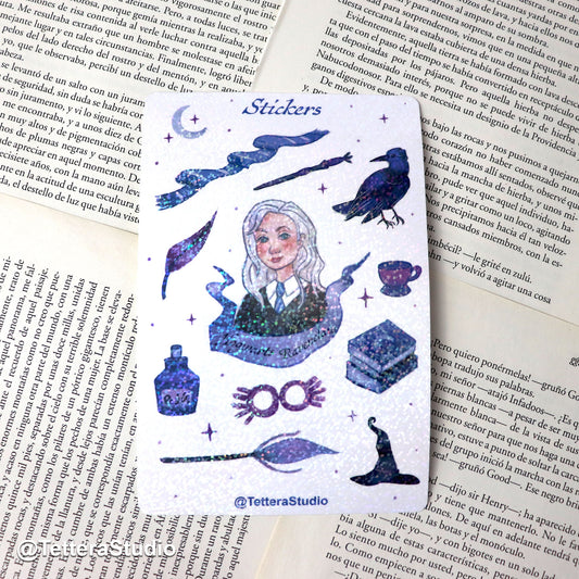 🦅✨ Planilla de Stickers Ravenclaw con Luna Lovegood – ¡Magia, creatividad e inteligencia en cada detalle!