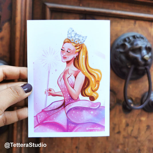 ✨💖 Postal Ilustrada – Glinda con su Varita Mágica | Inspirada en Wicked 🎭🌟