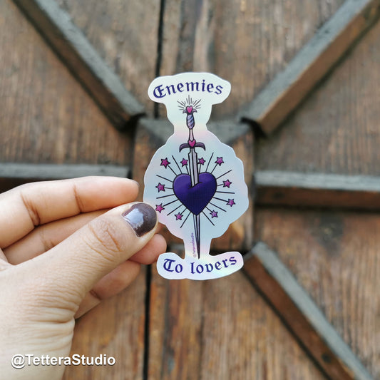 💔✨ Sticker “Enemies to Lovers” – Diseño con Espada, Corazón y Estrellas | Ideal para fans de romantasy y dark romance