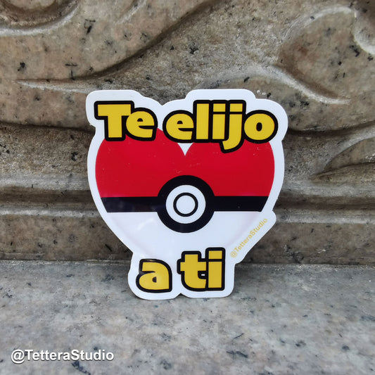 ❤️ Sticker “Yo te elijo a ti” – Corazón Pokebola | Fan Art Pokémon