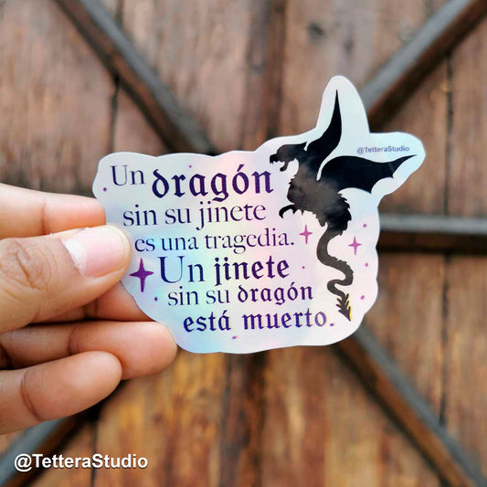 🐉 Sticker “Un dragón sin su jinete…” | Inspirado en Alas de Sangre | Fan art romantasy