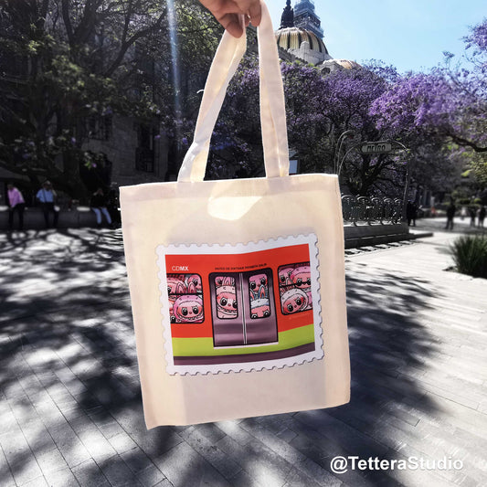 Tote bag Labubus Metro CDMX - TetteraStudio